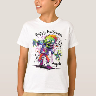 Glad Halloween Barn Zombie Färgglad T Shirt