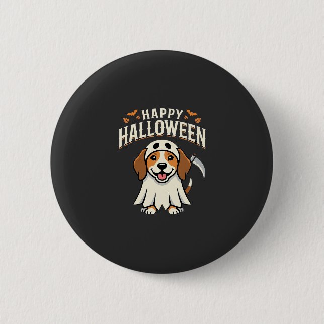 Glad Halloween Beagle Hund Design_1 Knapp (Framsida)