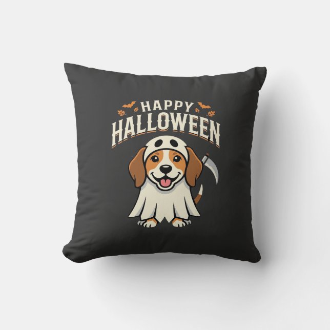Glad Halloween Beagle Hund Design_1 Kudde (Framsida)