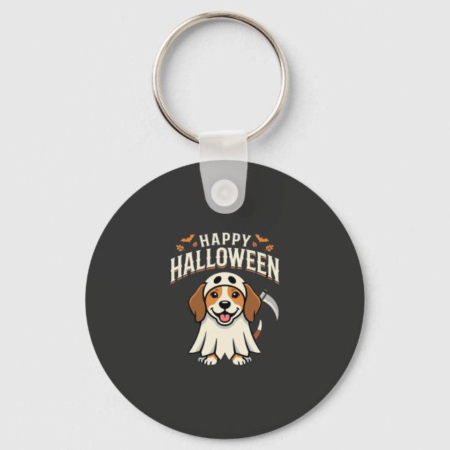Glad Halloween Beagle Hund Design_1 Nyckelring (Framsida)