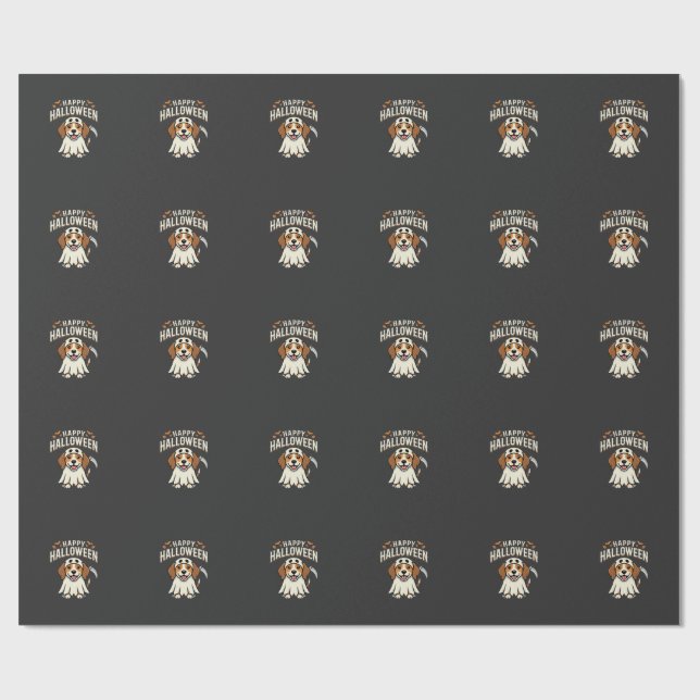 Glad Halloween Beagle Hund Design_1 Presentpapper (Platt)