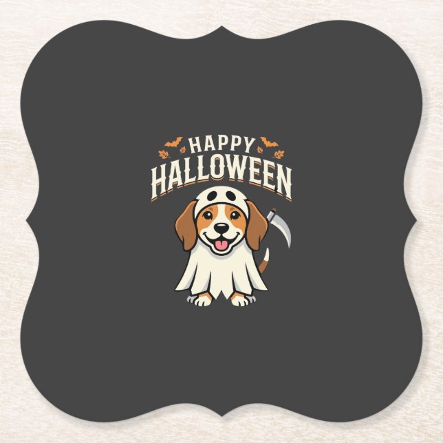 Glad Halloween Beagle Hund Design_1 Underlägg Papper (Framsida)