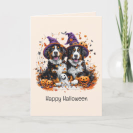 Glad Halloween Berner Sennenhundar Helgkort
