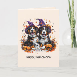 Glad Halloween Berner Sennenhundar Helgkort