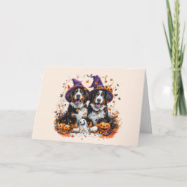 Glad Halloween Berner Sennenhundar Helgkort