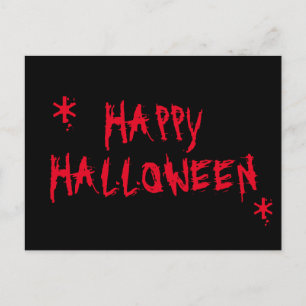 Glad Halloween blodig röd och svart kuslig skrämma Vykort