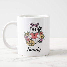 Glad Halloween blommig söt spöklik monogramnamn Jumbo Mugg