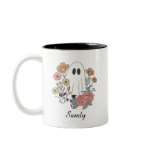 Glad Halloween blommig söt spöklik monogramnamn