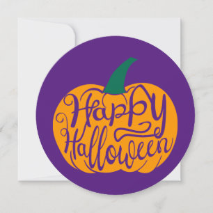 Glad Halloween-bokstav på utskuren pumpa Inbjudningar