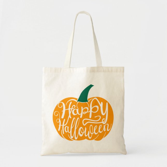 Glad Halloween-bokstav på utskuren pumpa Tygkasse (Framsidan)
