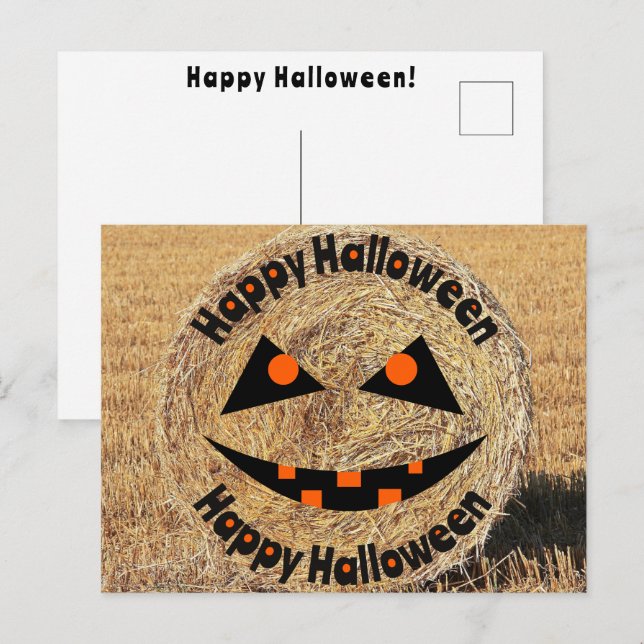 Glad Halloween Bonde Ranchägare Hej Bus eller Bost Vykort (Fram/baksida)