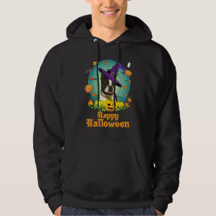 Glad Halloween Boston Terrier Hund Pumpa Häxa G Hoodie