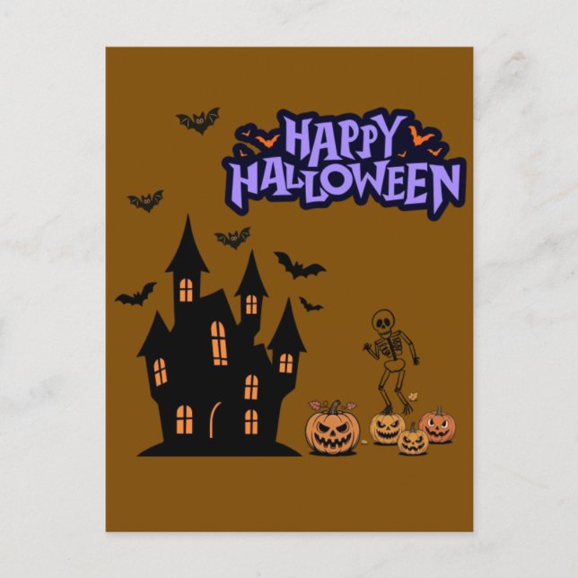 Glad Halloween brun Vykort (Framsida)