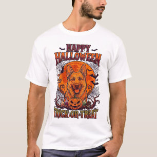 Glad Halloween Bus eller Bounty Tysk Shepherd Pum T Shirt