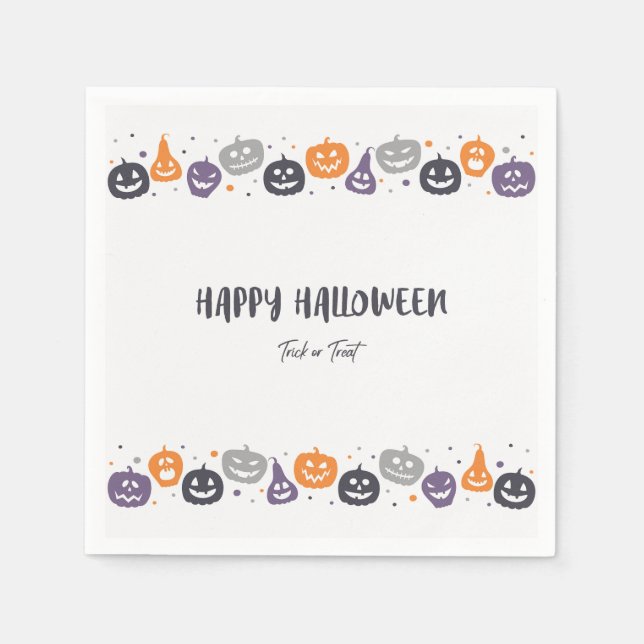 Glad Halloween Bus eller Buss Pappersservett (Framsidan)