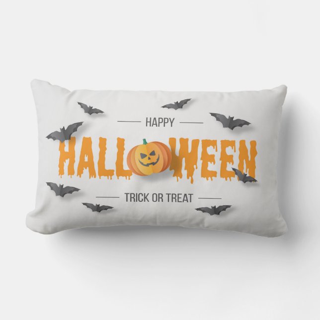 Glad Halloween Bus eller Godis Lumbarkudde (Framsida)
