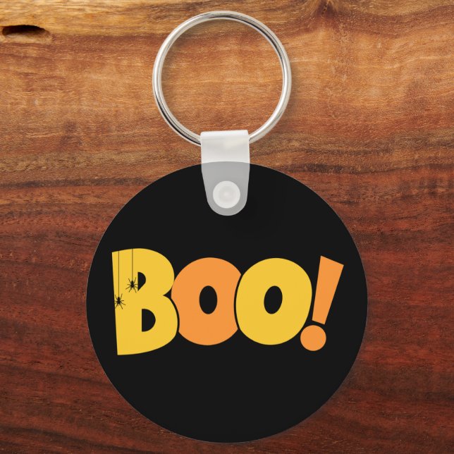 Glad Halloween Bus eller Godis Pumpa Boo! Nyckelring (Baksida)