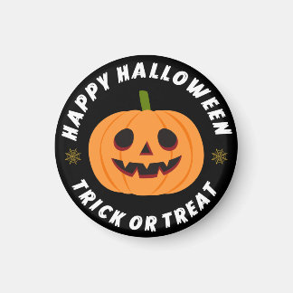 Glad Halloween Bus eller Godis Pumpa Svart Magnet