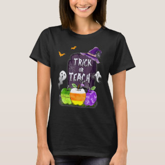 Glad Halloween Bus eller lär  Lärare Skola T Shirt