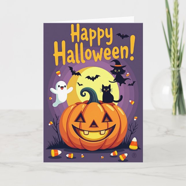 Glad Halloween Candy Corn-kort Kort (Framsida)