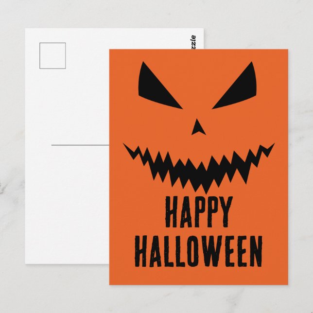 Glad Halloween Cool läskig Jack O'Lantern pumpa Vykort (Fram/baksida)