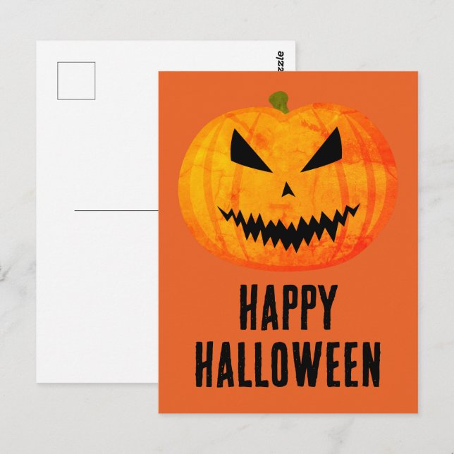 Glad Halloween Cool läskig Jack O'Lantern pumpa Vykort (Fram/baksida)