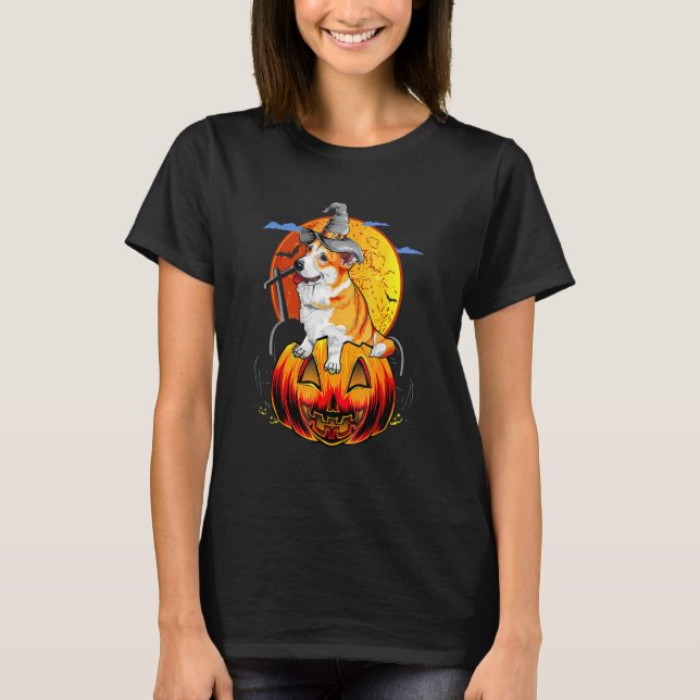 Glad Halloween Corgi Hundar Halloween T Shirt (Framsida)