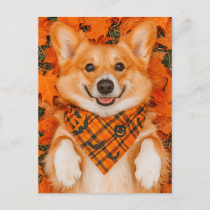 Glad Halloween Corgi vykort Söt Hund Höst