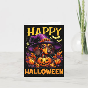 Glad Halloween Dachshund Hund Pappa Wiener Dam Kort