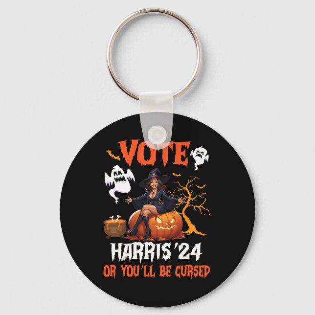 Glad Halloween-dag Rösta Harris 2024 Annars Kommer Nyckelring (Framsida)