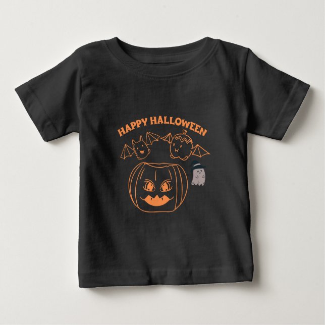 Glad Halloween Damkostym Kläder Svart T Shirt (Framsida)