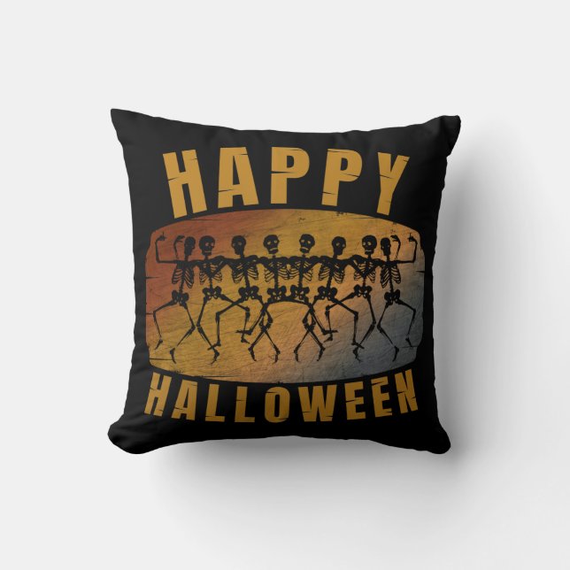 GLAD HALLOWEEN DANSADE SKELETT KUDDE (Framsida)