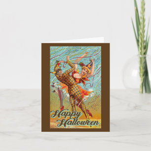 Glad Halloween Dansande Narrmaskerad Vintage Kort