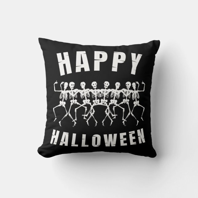 GLAD HALLOWEEN DANSANDE SKELETT KUDDE (Framsida)