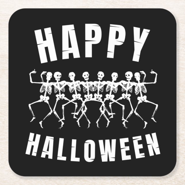 GLAD HALLOWEEN DANSANDE SKELETT UNDERLÄGG PAPPER KVADRAT (Framsidan)