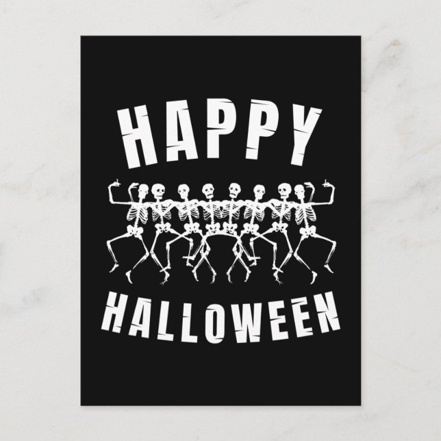 GLAD HALLOWEEN DANSANDE SKELETT VYKORT (Framsida)