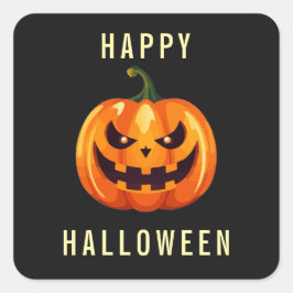 Glad Halloween-dekal - Kuslig Jack O Lantern Fyrkantigt Klistermärke
