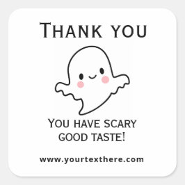 Glad Halloween-dekal - Söt Kawaii-spöke Fyrkantigt Klistermärke