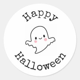 Glad Halloween-dekal - Söt Kawaii-spöke Runt Klistermärke