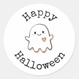 Glad Halloween-dekal - Söt Kawaii-spöke Runt Klistermärke