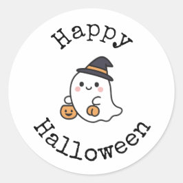 Glad Halloween-dekal - Söt Kawaii-spöke Runt Klistermärke