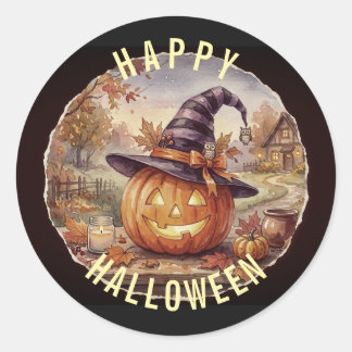 Glad Halloween-dekal - Vintage pumpa Runt Klistermärke