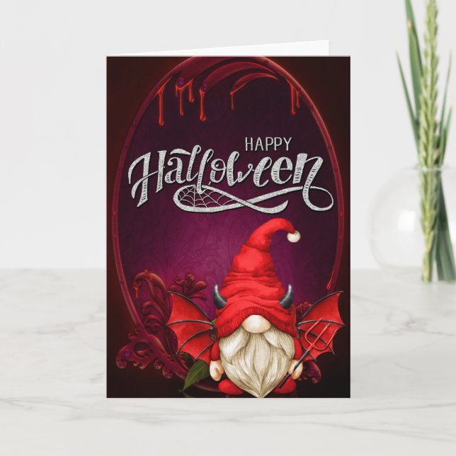Glad Halloween Djävul Tomte Kort (Framsida)
