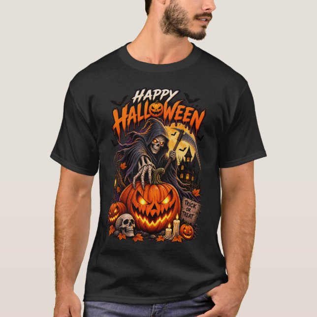 Glad Halloween Dödens Åskådare T Shirt (Framsida)