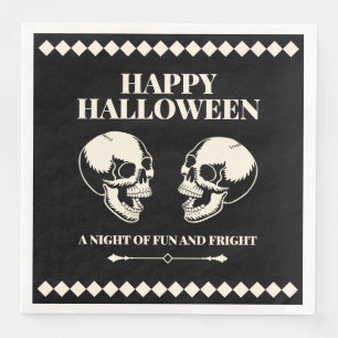 Glad Halloween Dödskallar Ler Svart Pappersservett