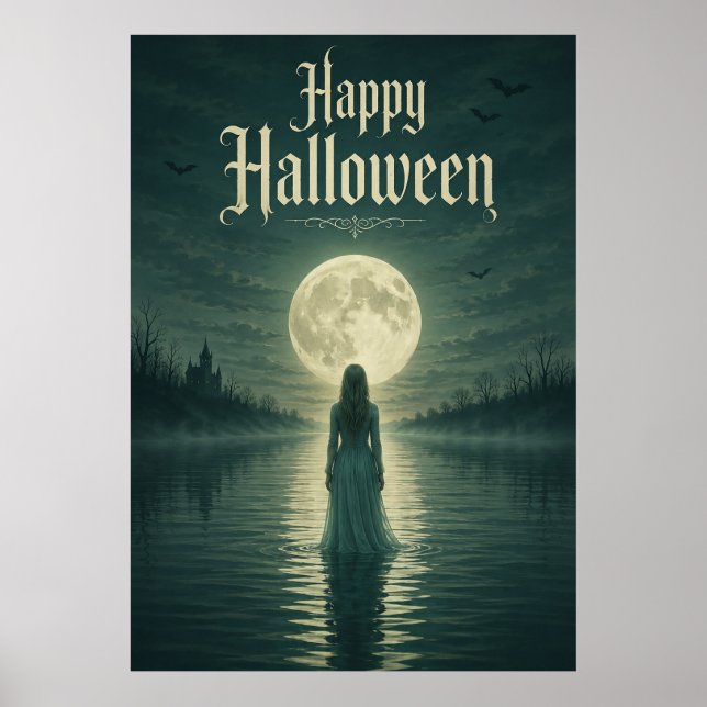 Glad Halloween Eterisk Gotisk Månljus Silhuett Poster (Framsidan)