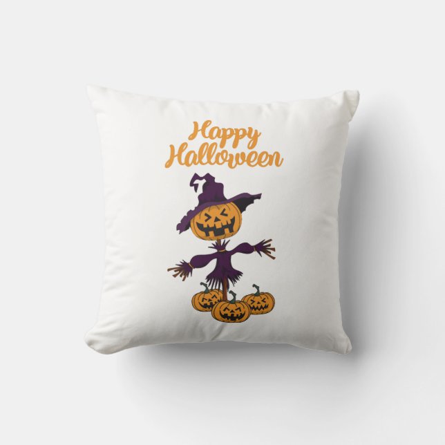 Glad Halloween Fågelskrämma Kudde (Framsida)