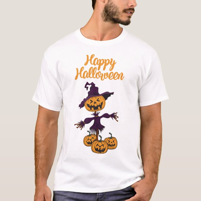 Glad Halloween Fågelskrämma T Shirt (Framsida)