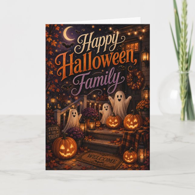 Glad Halloween Familj Kort (Framsida)