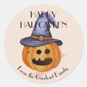 Glad Halloween Familj Pumpa Höstfest Runt Klistermärke